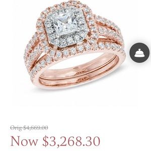 Rose gold wedding set size 6